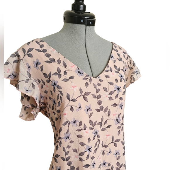 Chiffon Butterfly Sleeve Shift Dress - Picture 3 of 4